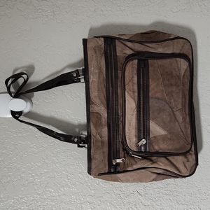 NEW PATCH WORK SUEDE PURSE 👛 WITH MATCHING WALLET AND MAKEUP BAG & COIN PURSE